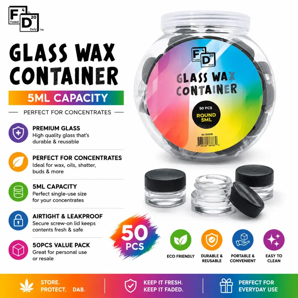 5ML ROUND GLASS CONTAINER (50CT)