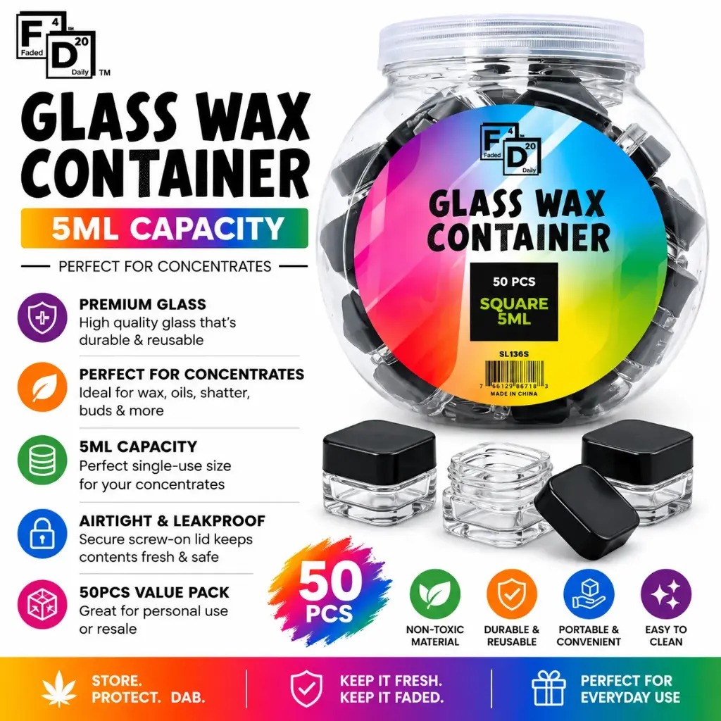 5ML SQUARE GLASS CONTAINER (50CT)