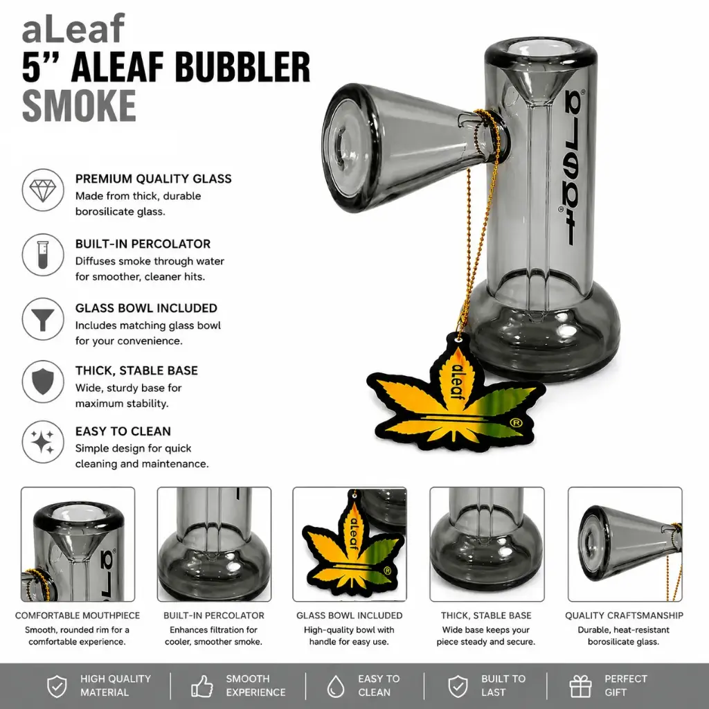 5" ALEAF BUBBLER Smoke