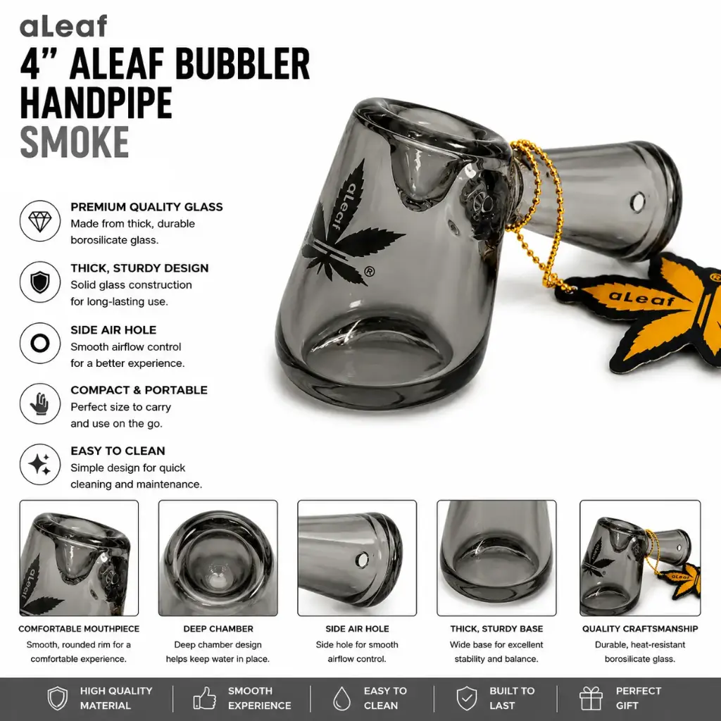 4" ALEAF BUBBLER HANDPIPE SMOKE