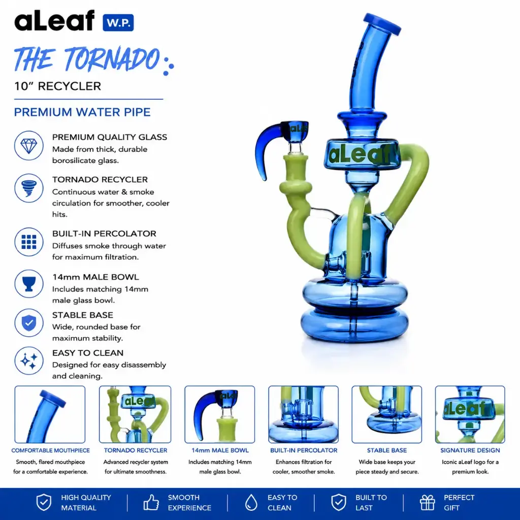 10" ALEAF TORNADO RECYCLER -ZEUS BLUE