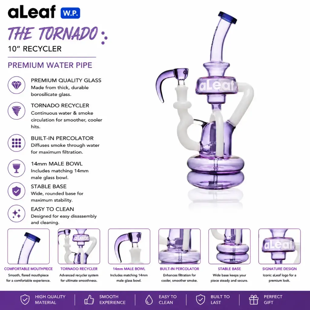10" ALEAF TORNADO RECYCLER -ZEUS PURPLE