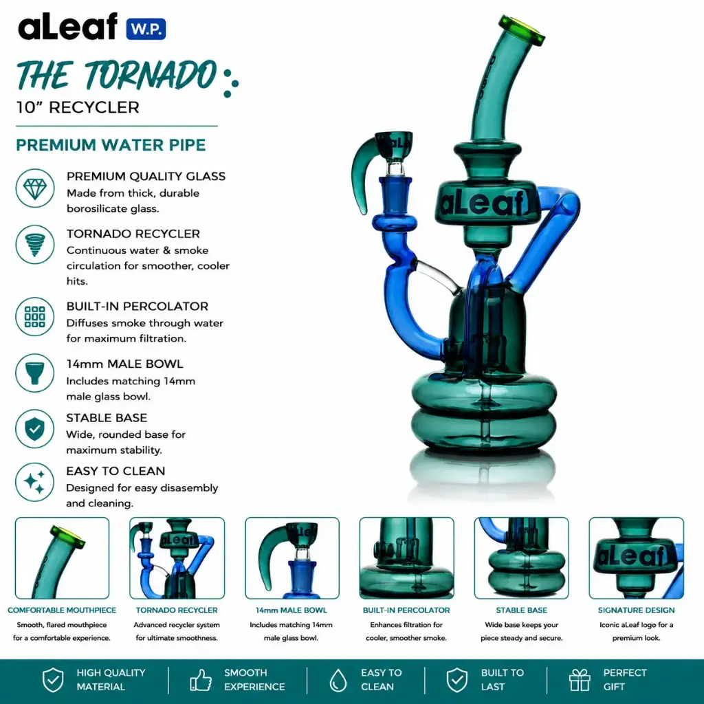 10" ALEAF TORNADO RECYCLER -ZEUS TEAL