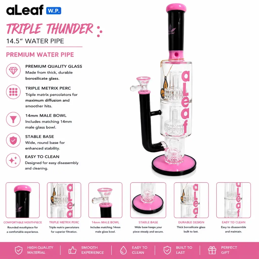 14.5" ALEAF TRIPLE THUNDER W/ METRIX PERC PINK
