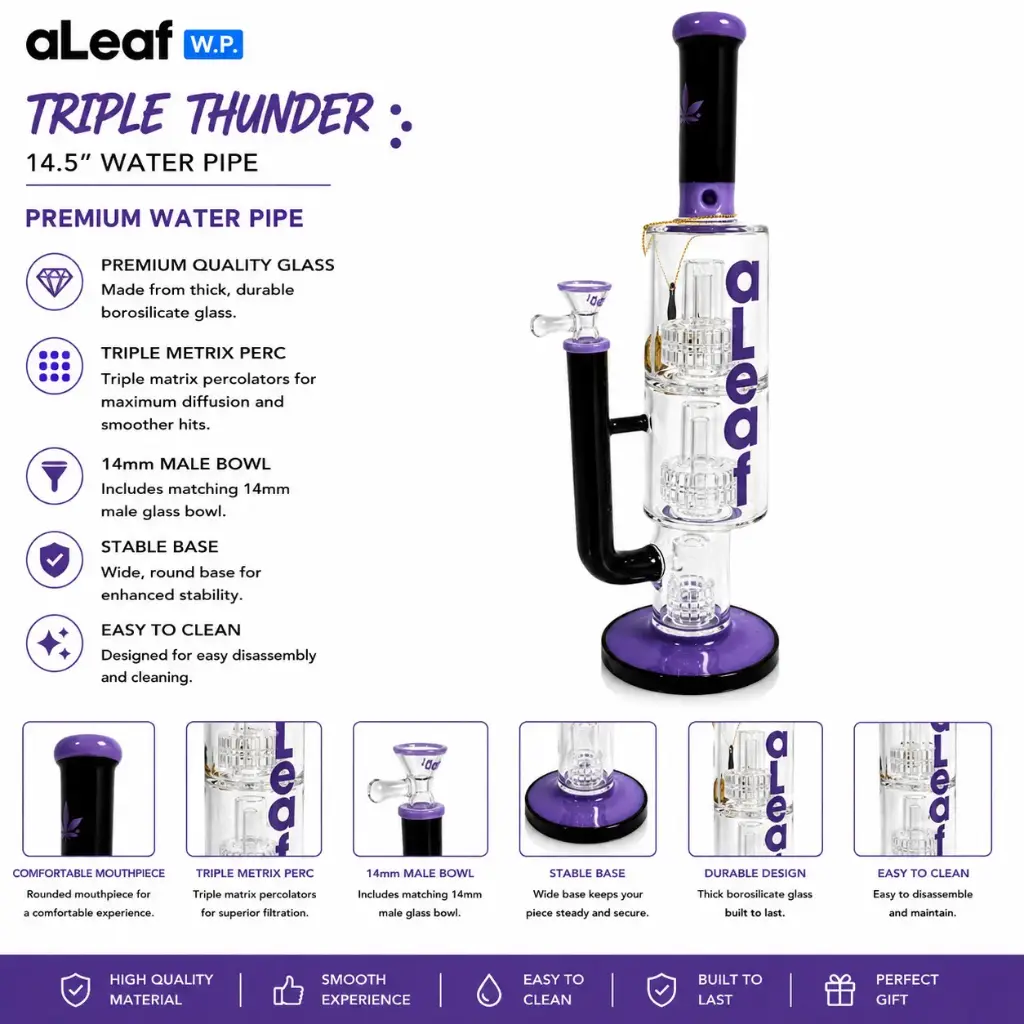 14.5" ALEAF TRIPLE THUNDER W/ METRIX PERC PURPLE 