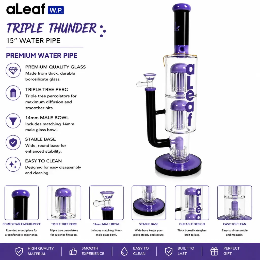 15" ALEAF TRIPLE THUNDER W/ TREE PERC PURPLE