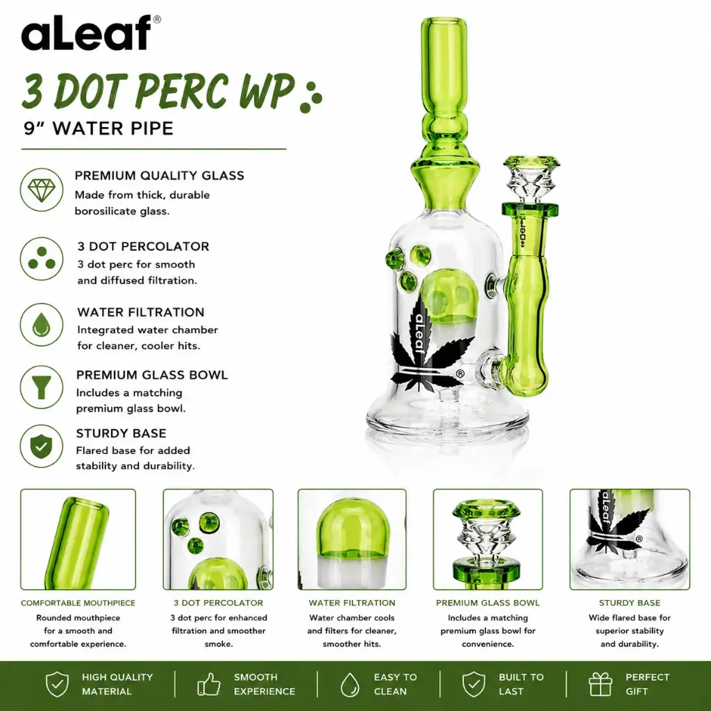 9" ALEAF 3 DOT PERC WP GREEN