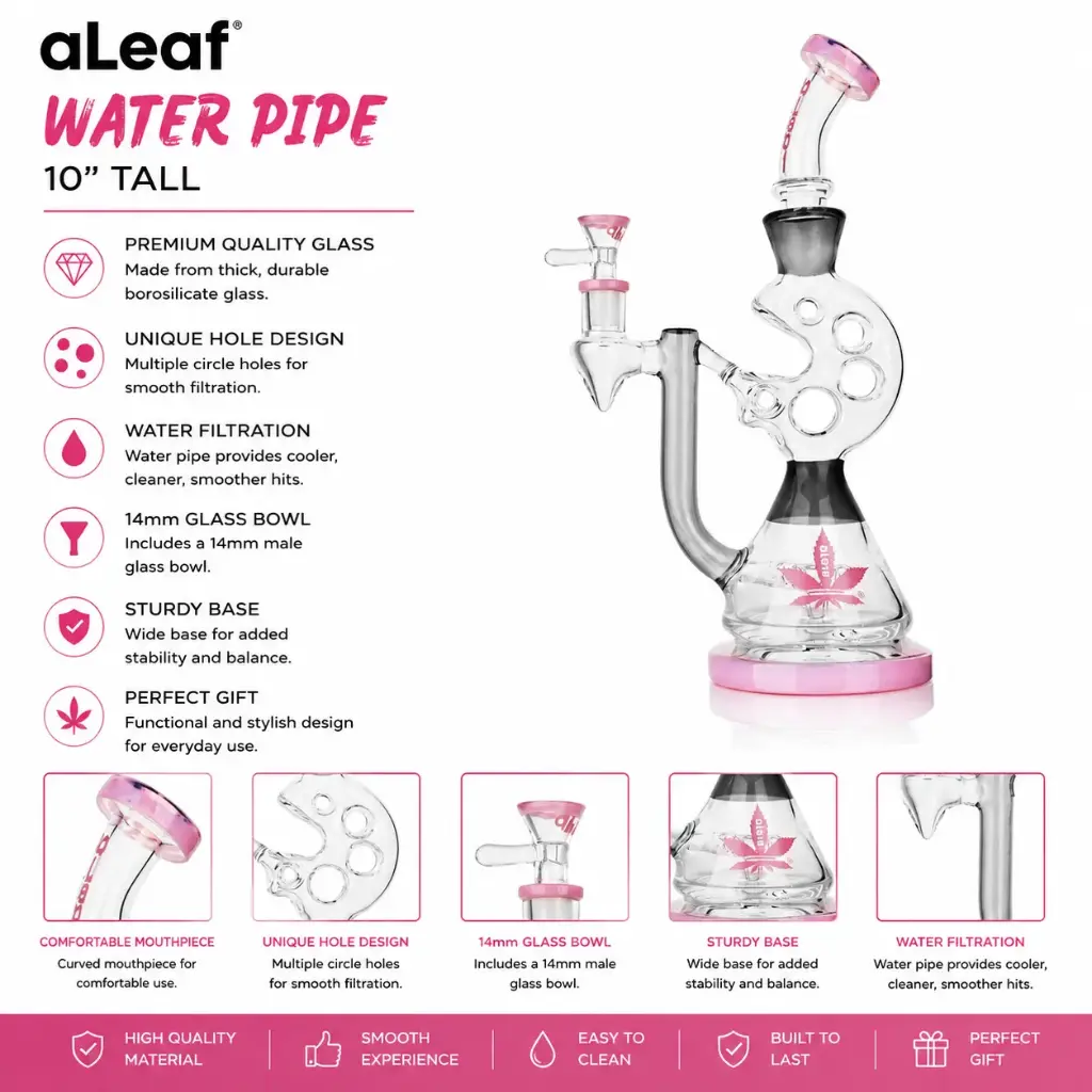 10" ALEAF WATERPIPE -Pink