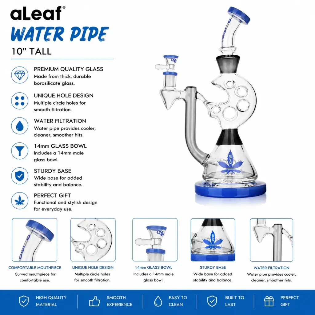 10" ALEAF WATERPIPE -Blue