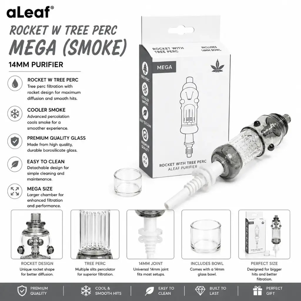 ALEAF ROCKET W TREE PERC MEGA (SMOKE)