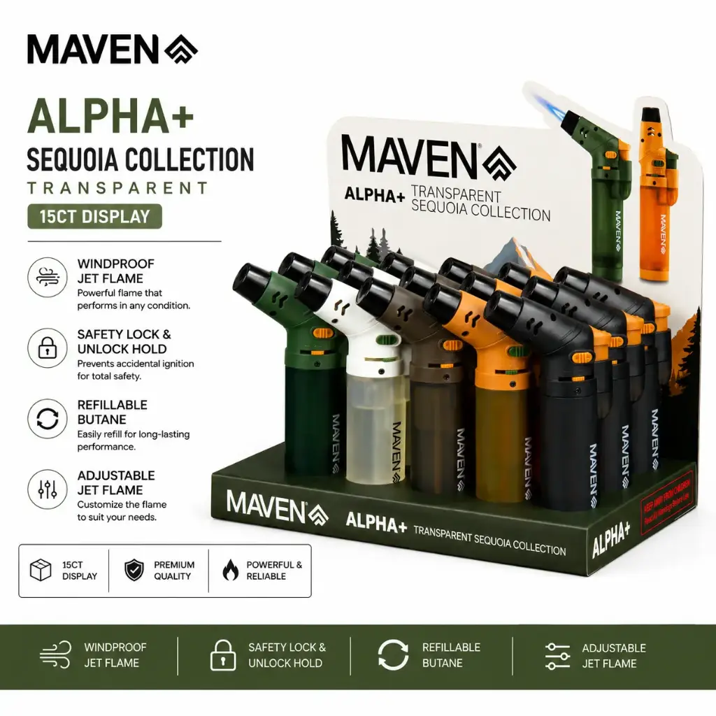 Maven Alpha +  Sequoia Collection / Transparent 15ct Display