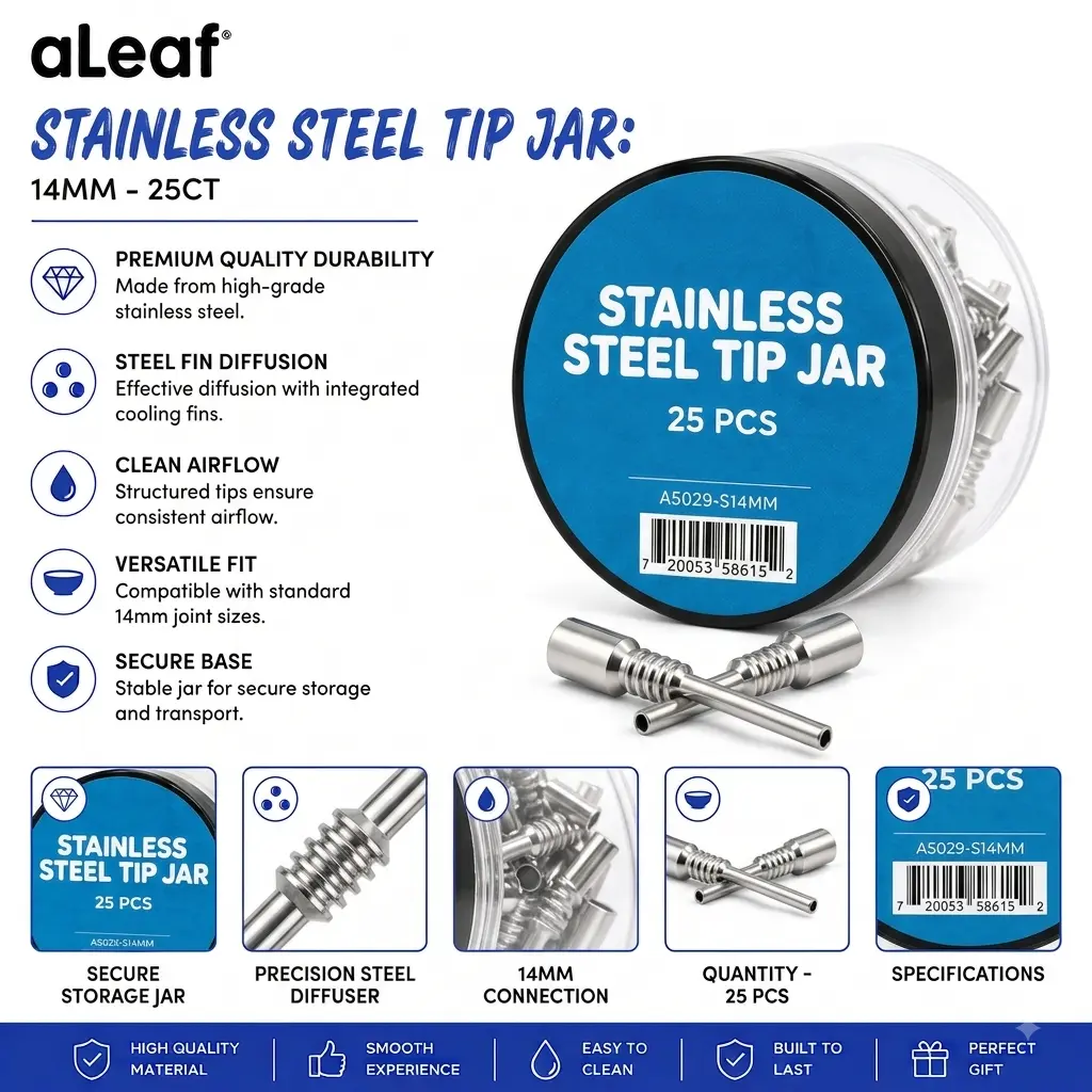 ALEAF STAINLESS STEEL TIP JAR 14MM - 25CT