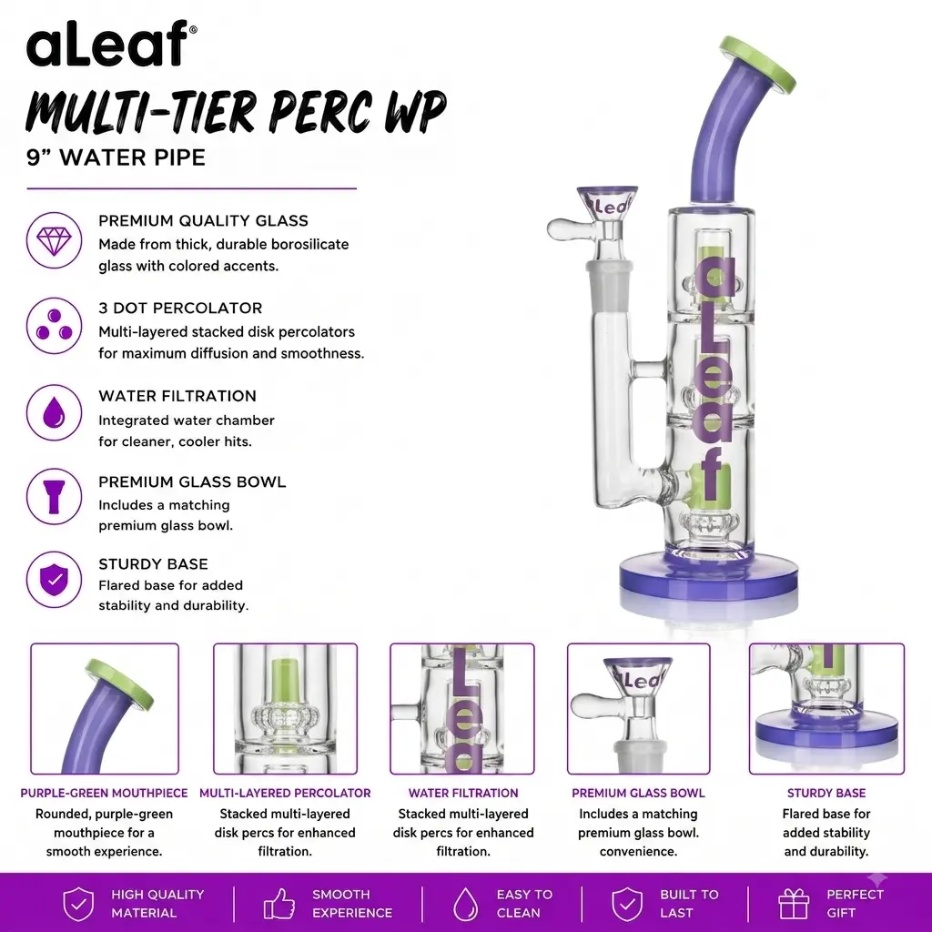 ALEAF 9" WATERPIPE PURPLE