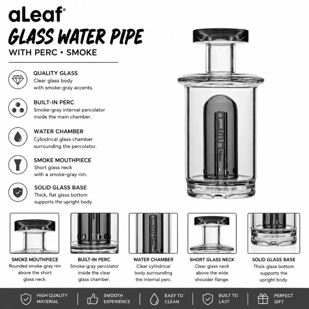 ALEAF GLASS WATER PIPE WITH PERC Smoke