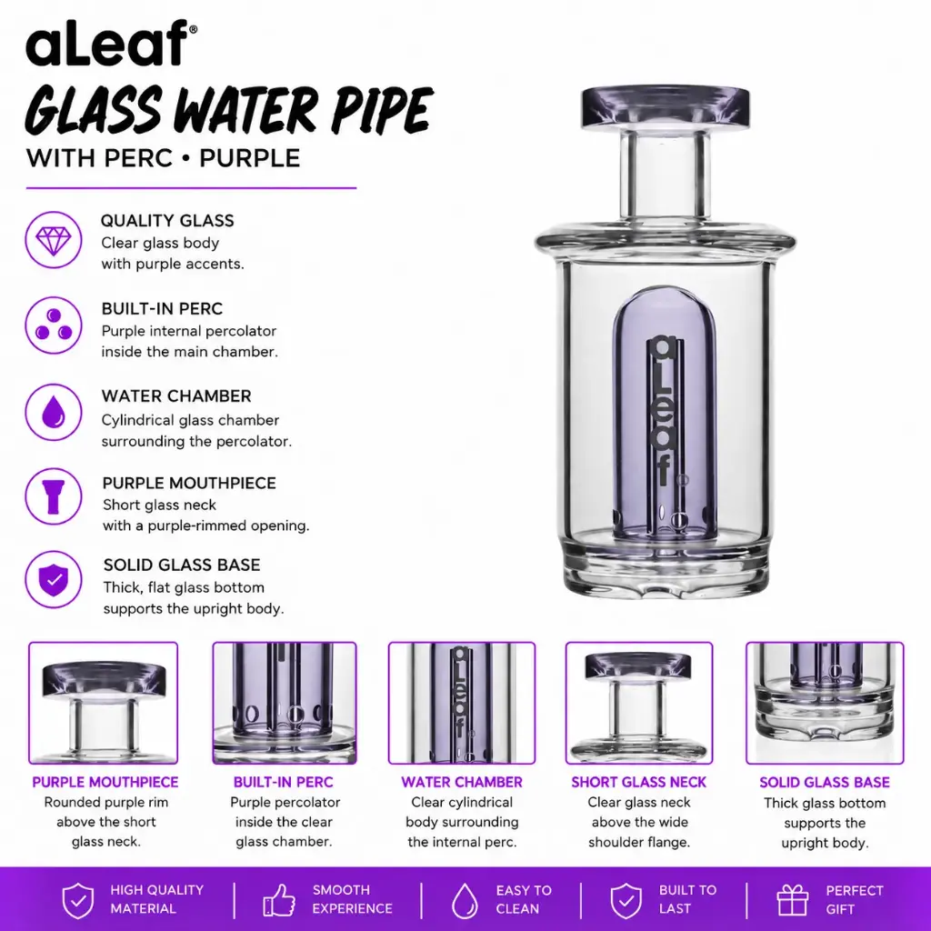 ALEAF GLASS WATER PIPE WITH PERC Purple