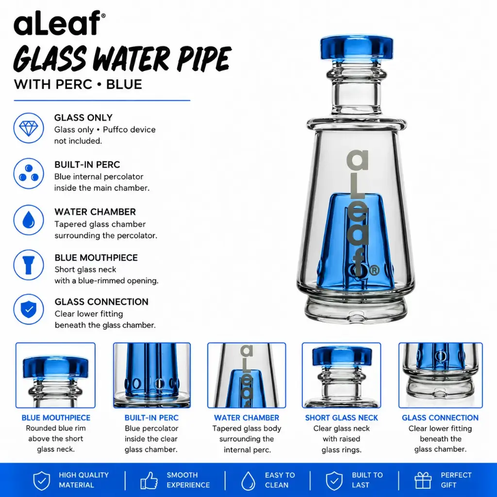 ALEAF GLASS WATER PIPE WITH PERC Blue