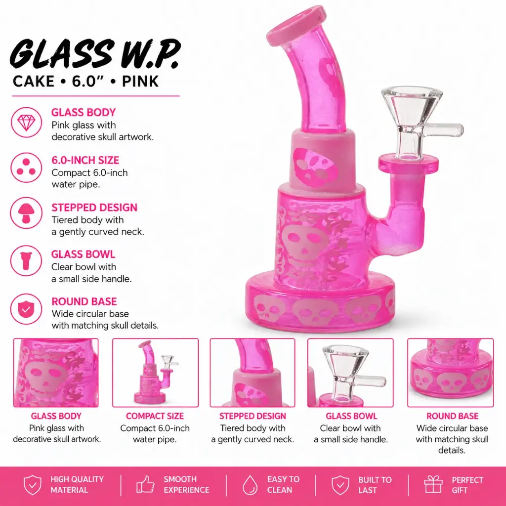 Glass W.P. Cake 6.0" - Pink