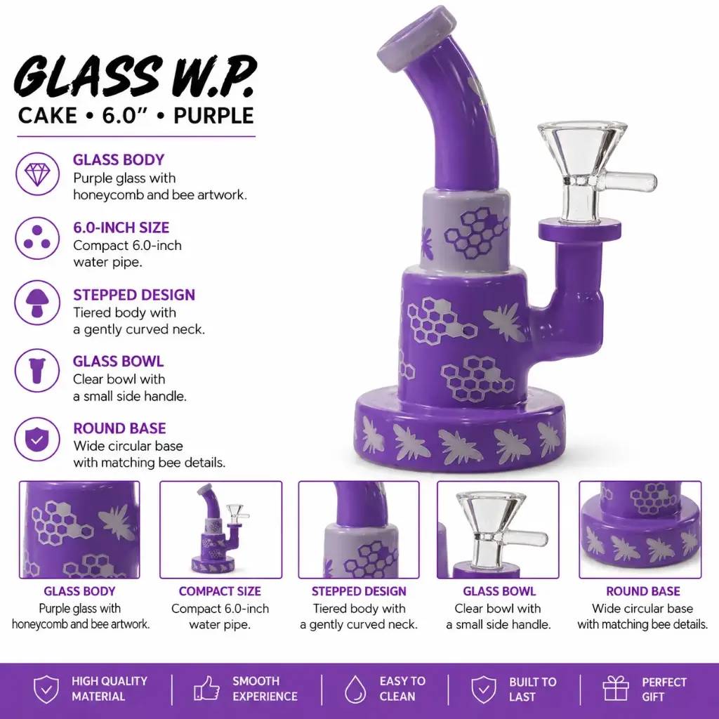 Glass W.P. Cake 6.0" - Purple
