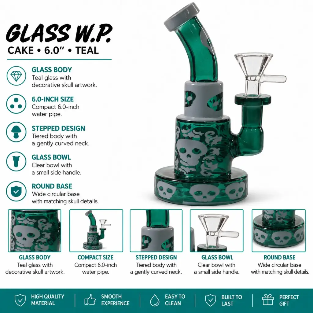 Glass W.P. Cake 6.0" - Teal