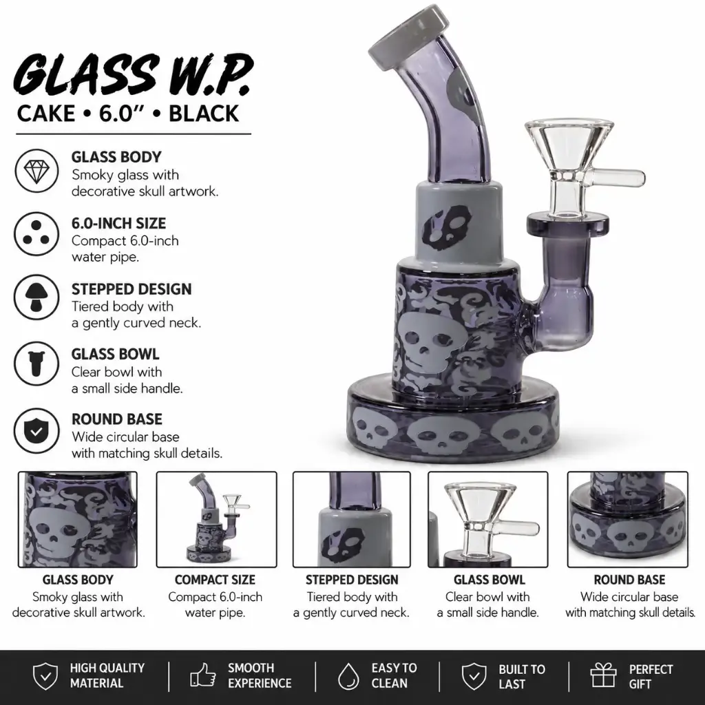 Glass W.P. Cake 6.0" - Black