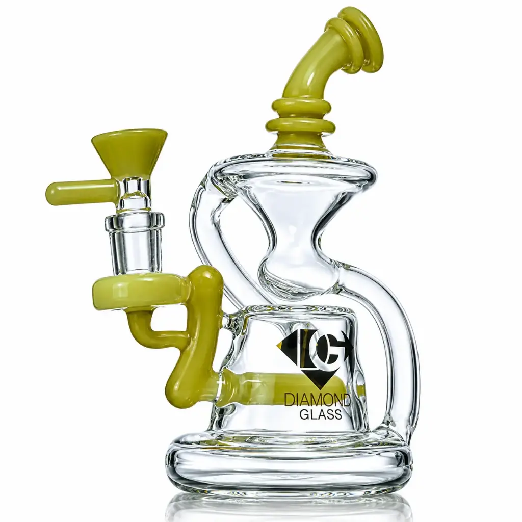 Diamond Glass RIG 6" INLINE PERC. 14mm FEMALE JOINT - DGR1053 Gold