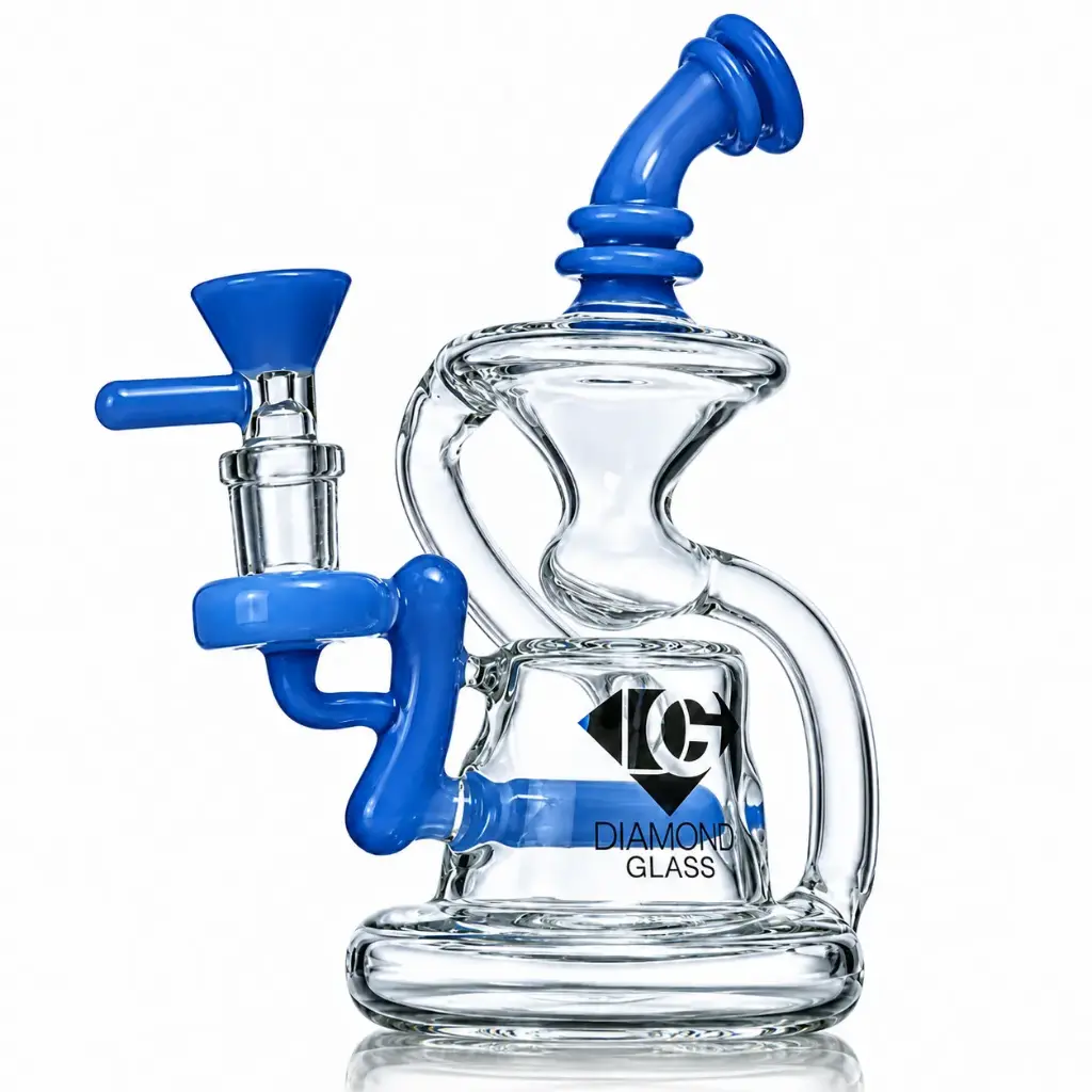 Diamond Glass RIG 6" INLINE PERC. 14mm FEMALE JOINT - DGR1053 Blue