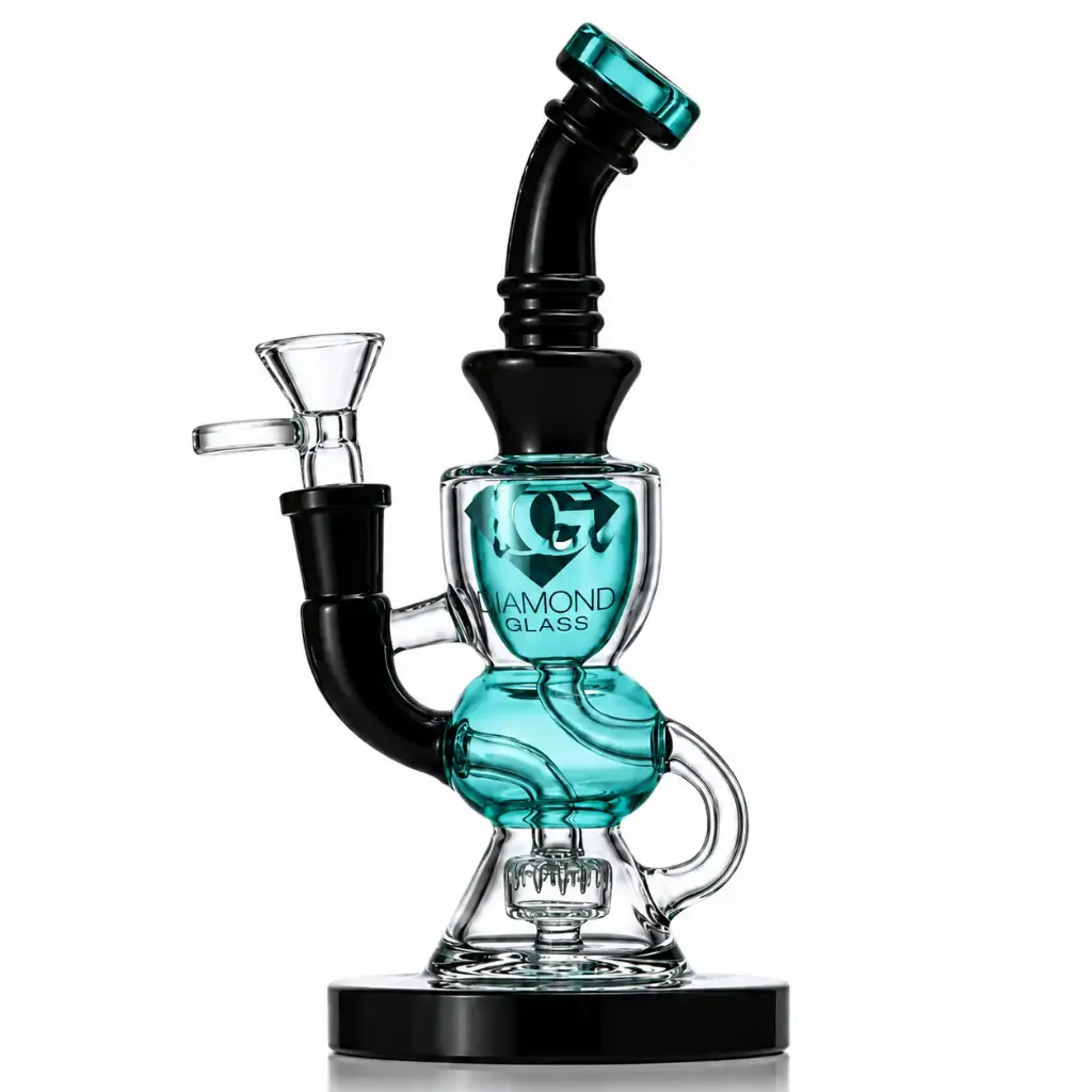 Diamond Glass RIG 8" MINI SHOWERHEAD RECYCLER - DGR1055 Teal