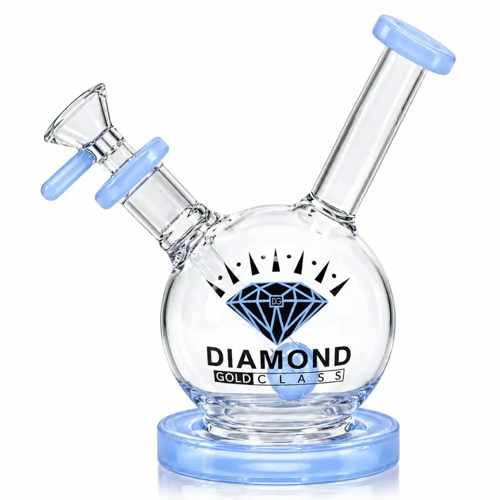 Diamond Glass RIG 7" STEMLESS. SHOWERHEAD PERC - DGR1072 Milky Blue