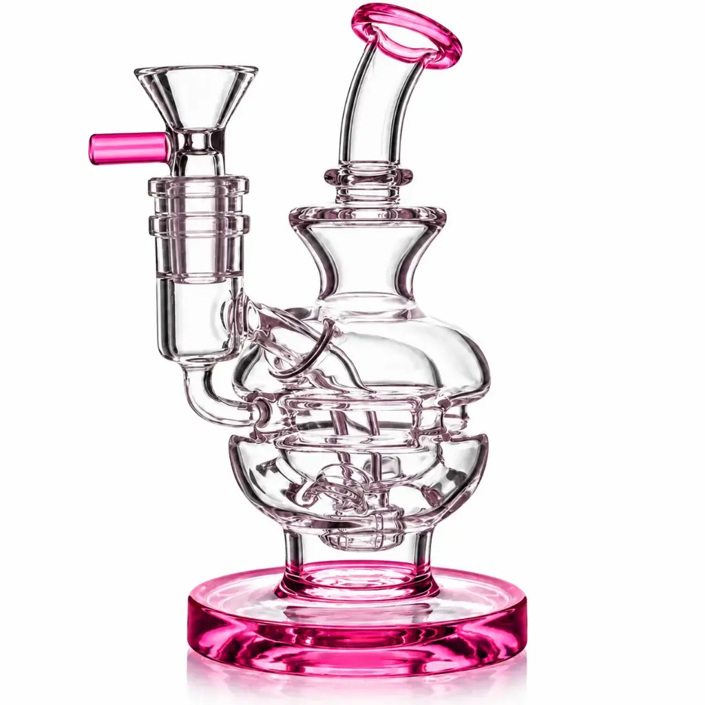 Diamond Glass 6" RIG WITH STEM PERC - DR1137 Pink
