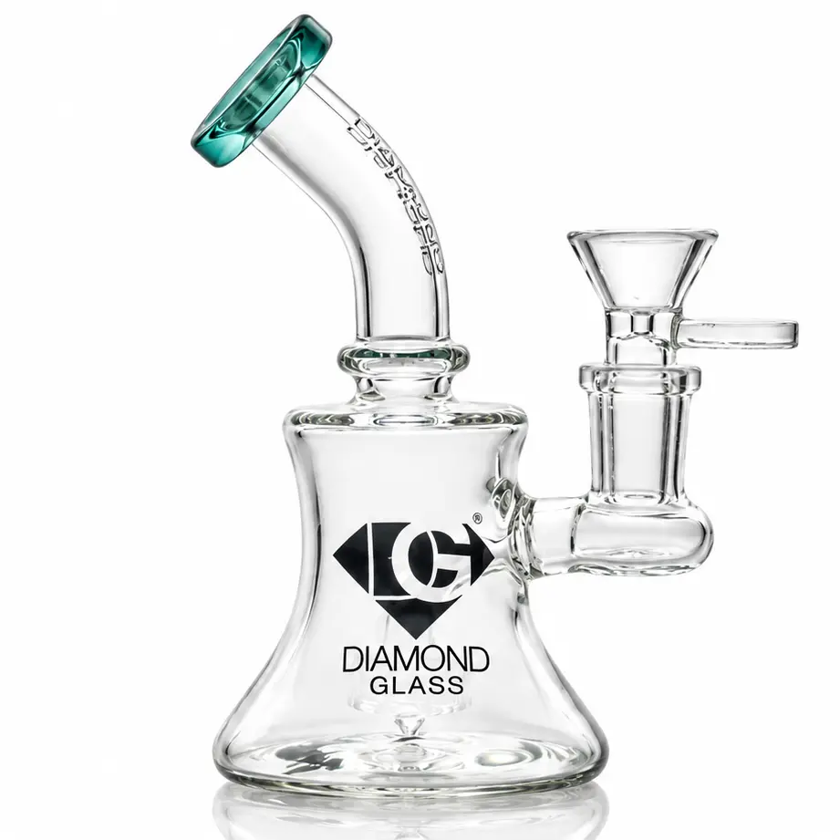 Diamond Glass Mini Rig, Showerhead - DGR1142 Teal