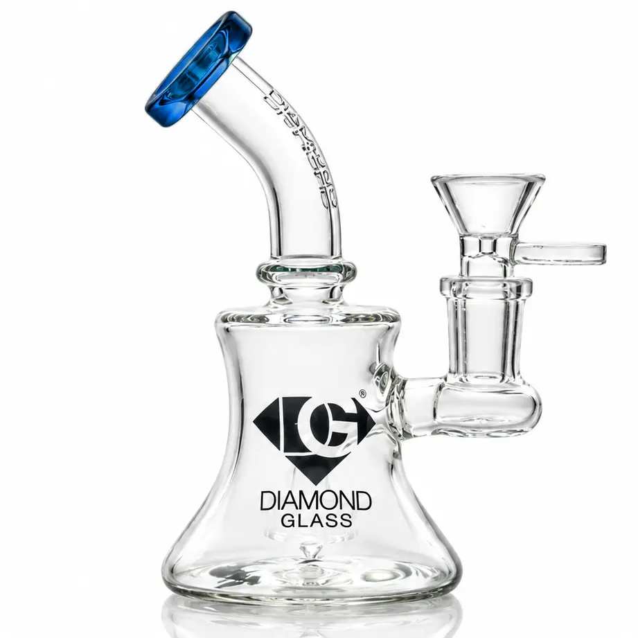 Diamond Glass Mini Rig, Showerhead - DGR1142 Blue