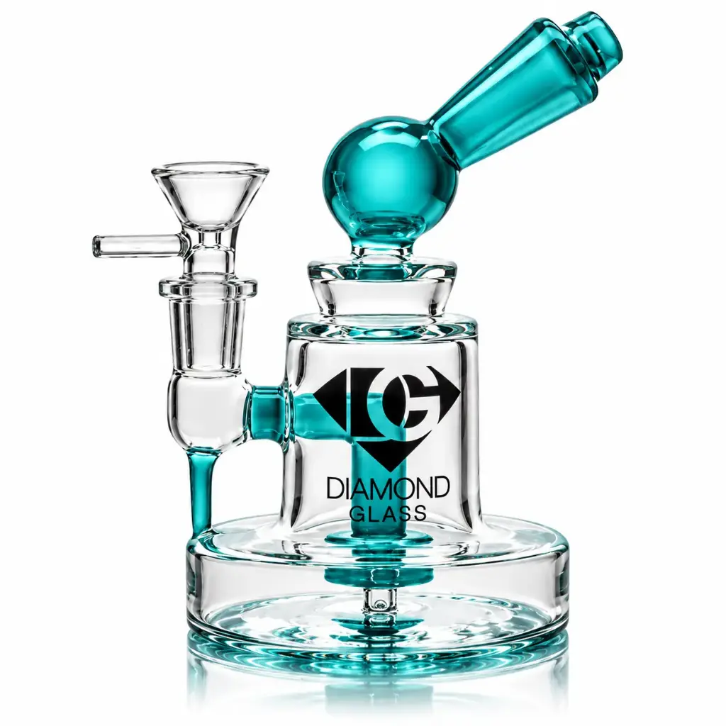 Diamond Glass 6" RIG WITH SHOWERHEAD PERC - DGR1150 Teal