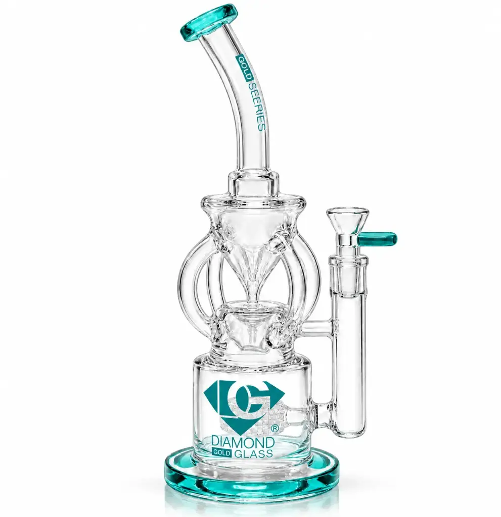 Diamond Glass RIG-12" RECYCLER W/ MATRIX SHOWERHEAD - DGR1159 Teal