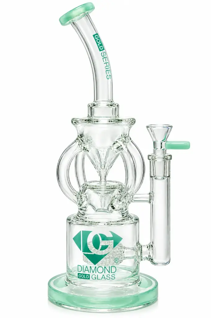 Diamond Glass RIG-12" RECYCLER W/ MATRIX SHOWERHEAD - DGR1159 Milky Green