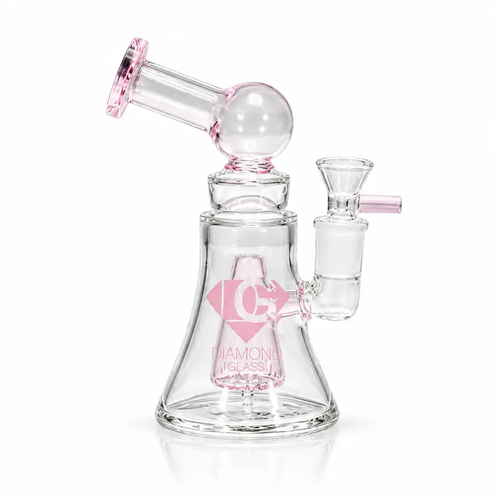 Diamond Glass 7" RIG MINI BEAKER PERC - DGR1165 Pink