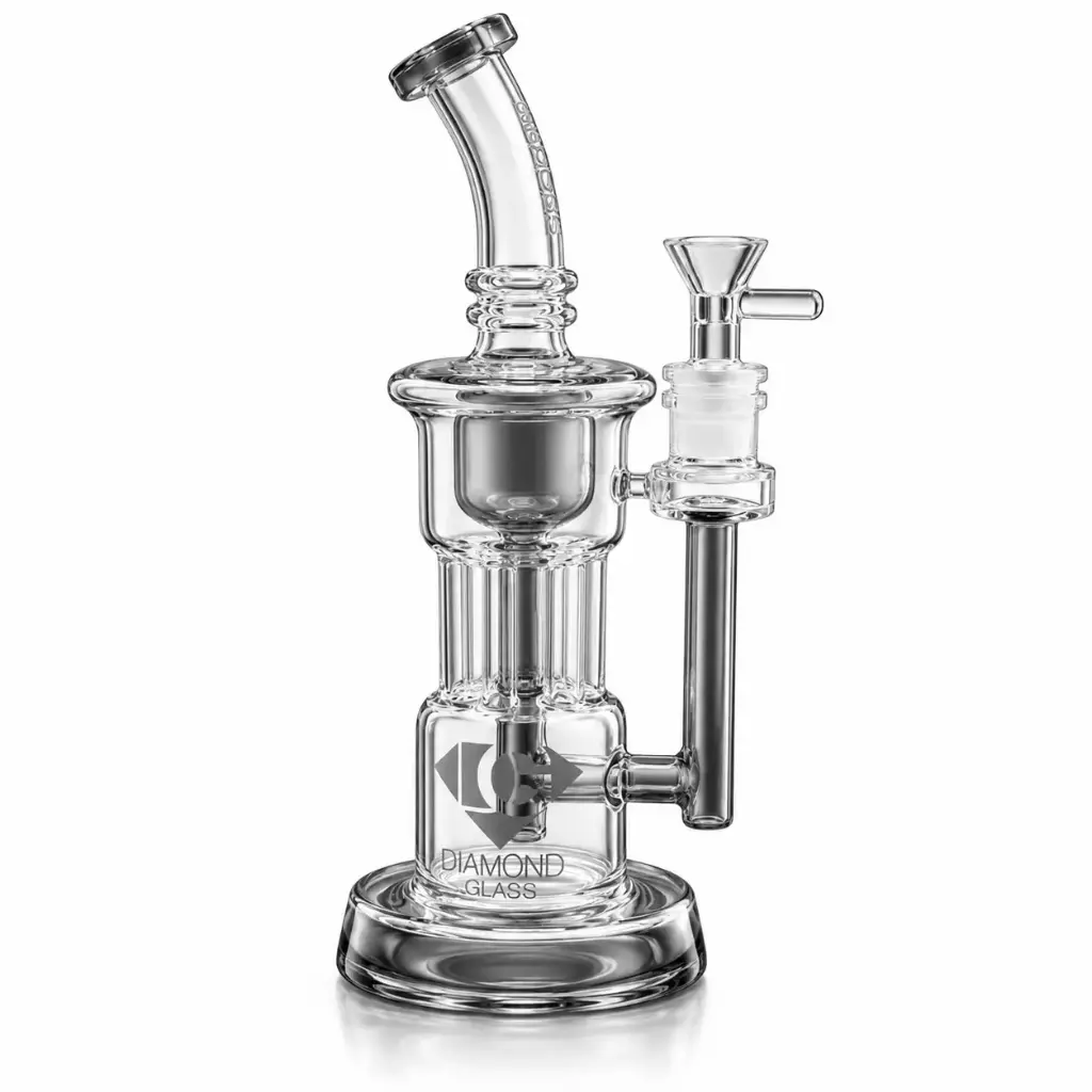 Diamond Glass 9" RIG WITH STEM AND DIFFUSER PERCS - DGR1180 Smoke