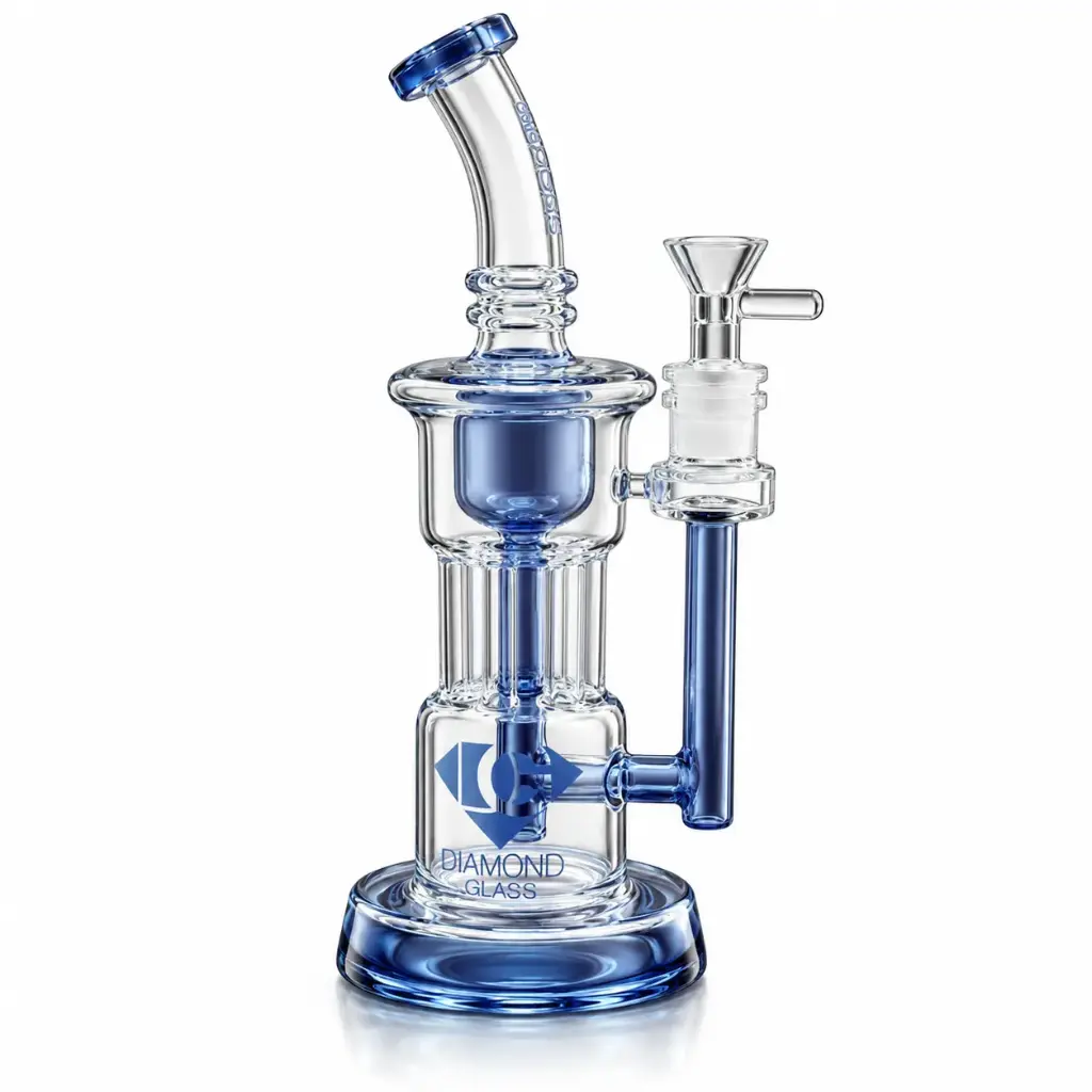 Diamond Glass 9" RIG WITH STEM AND DIFFUSER PERCS - DGR1180 Blue