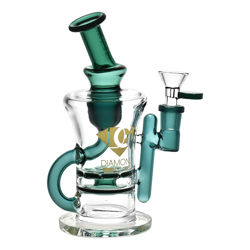 Diamond Glass 8"-RIG WITH RATCHET PERC & RECYCLER - DGR1208 Teal