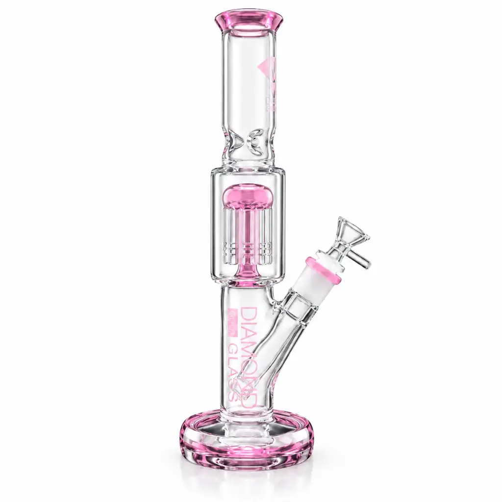 Diamond Glass 11" CLEAR MANSION STRAIGHT - DGW1009 Pink