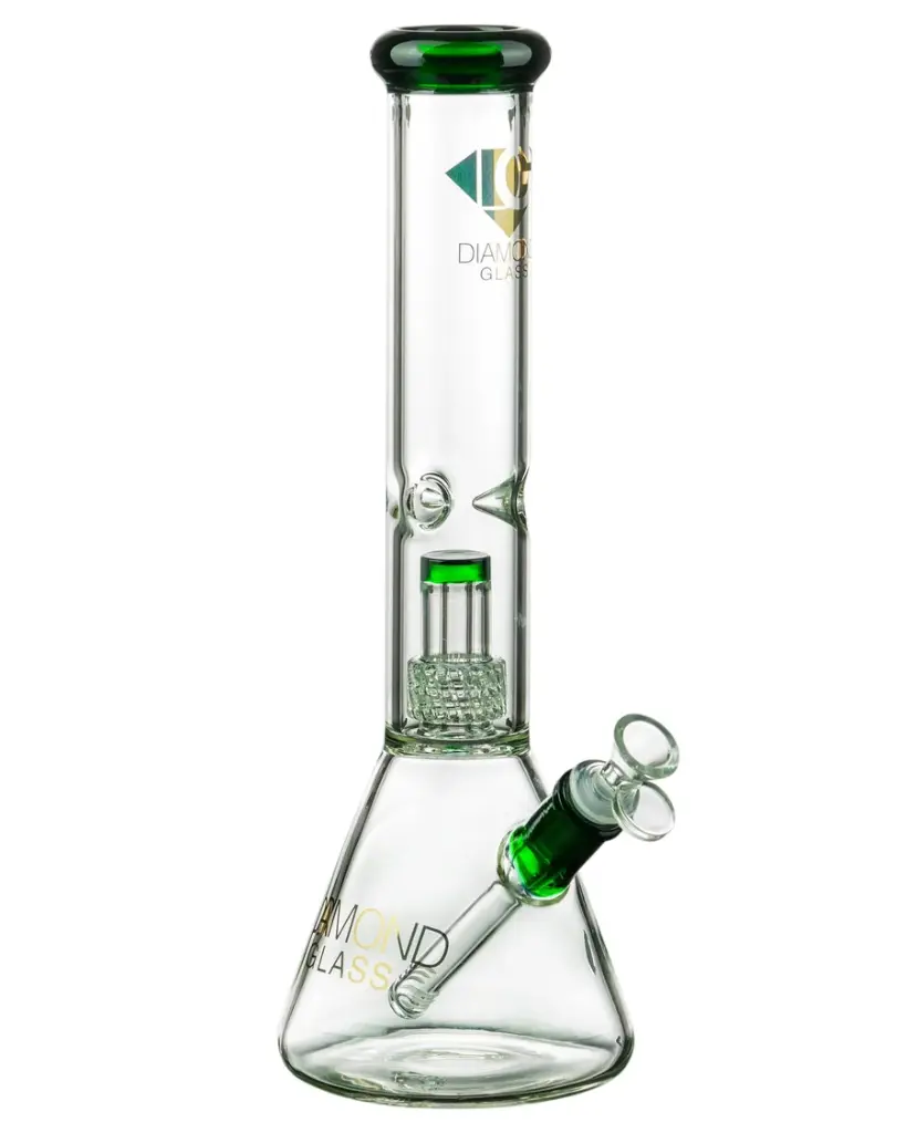 Diamond Glass 14" 7MM THICK BEAKER WITH MATRIX - DGW1014-1 Jade
