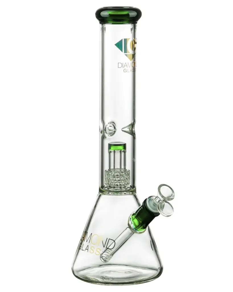 Diamond Glass 14" 7MM THICK BEAKER WITH MATRIX - DGW1014-1 Milky Green