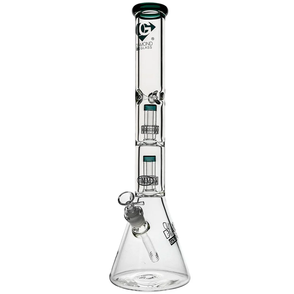 Diamond Glass 18" 7MM THICK BEAKER WITH 2 MATRIX - DGW1014-2 Teal