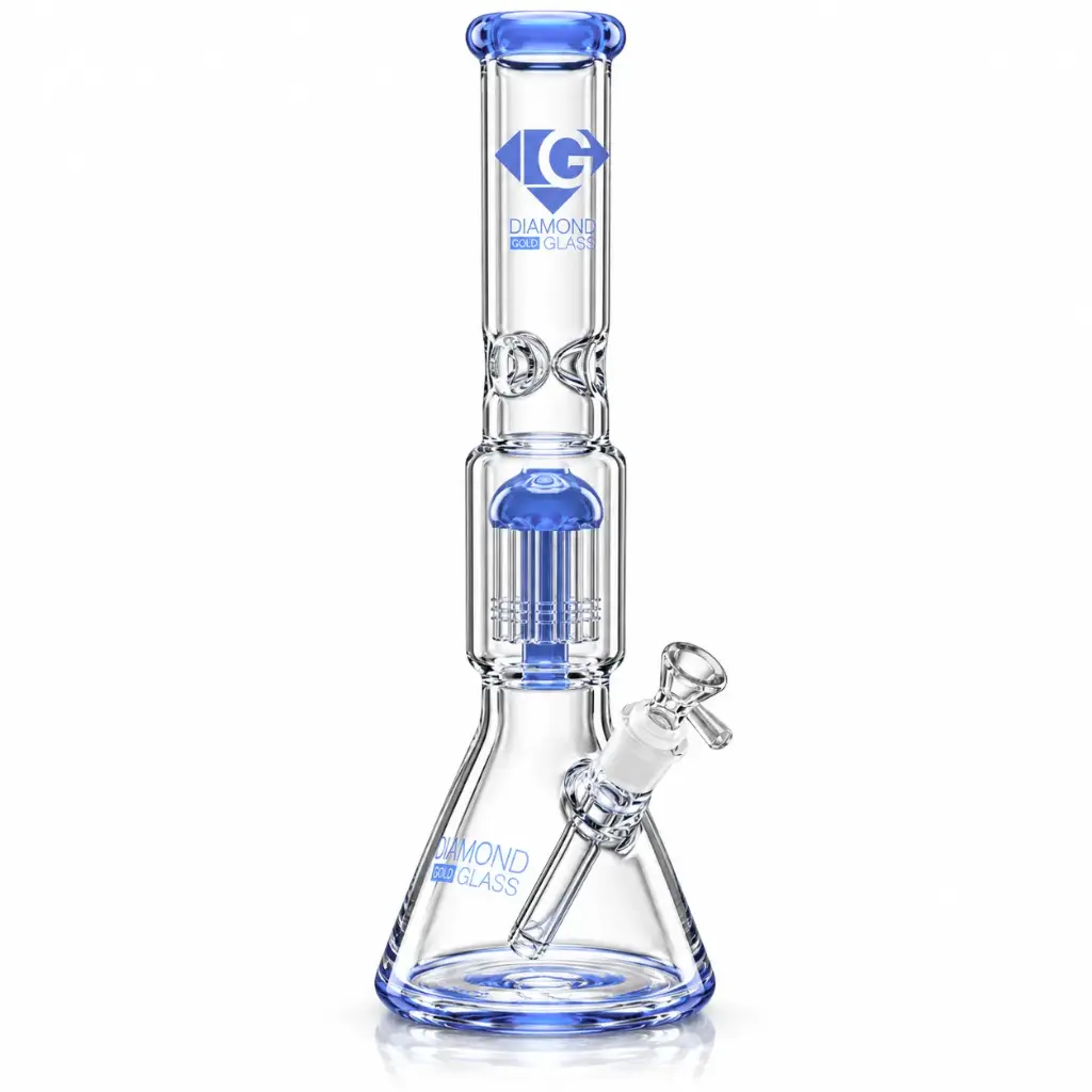 Diamond Glass 16" 10 ARM TREE PERC - DGW1031 Milky Blue