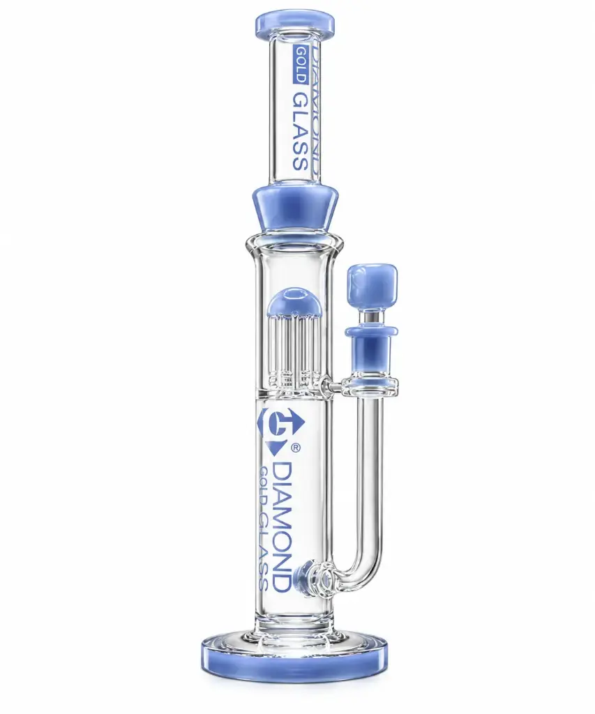 Diamond Glass 16" TRIPPLE INLINE WITH 8 ARM - DGW1034 Milky Blue