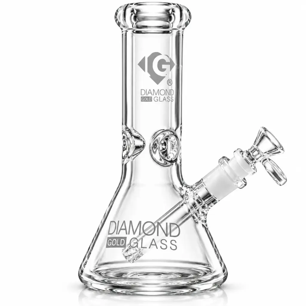 Diamond Glass 8" NO PERC BEAKER W/ COLOR ACCENTS - DGW1040 White