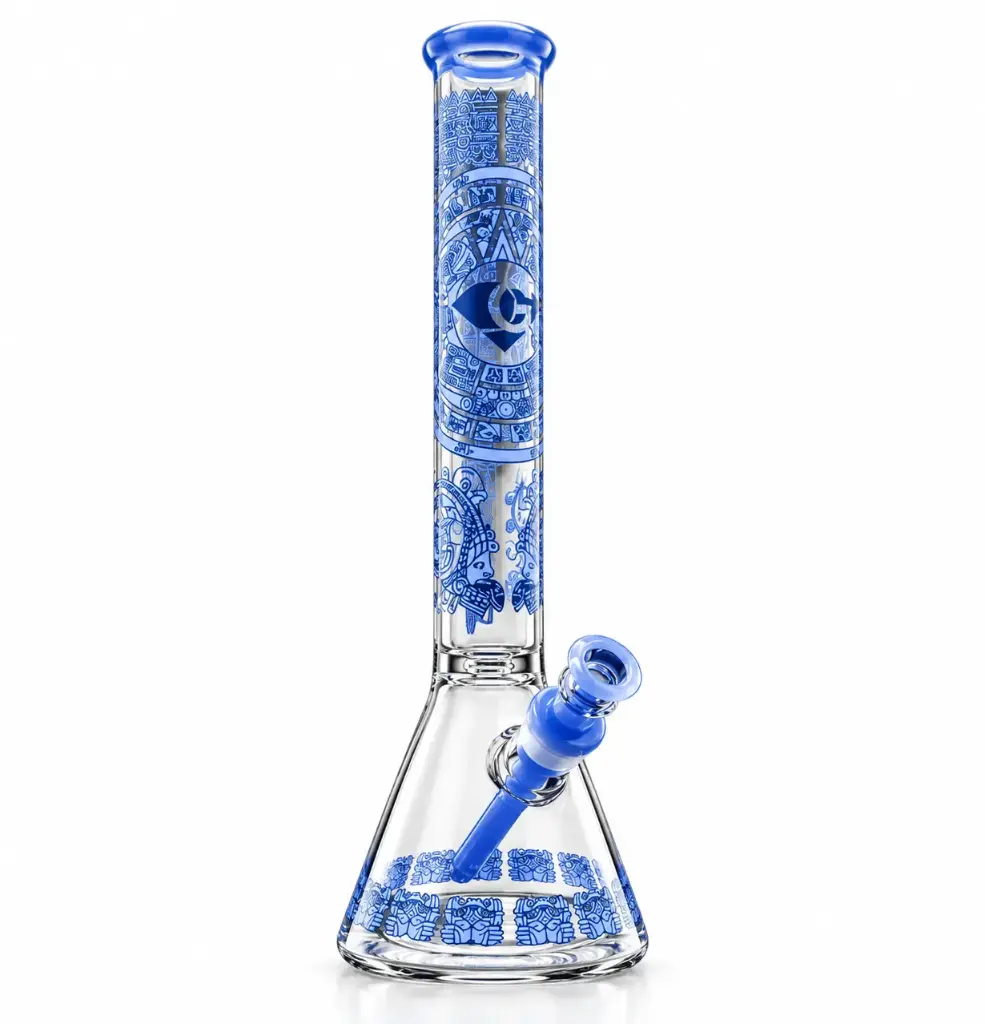 Diamond Glass 18" 7MM THICK GLASS BEAKER WITH ATZEC - DGW1041 Blue