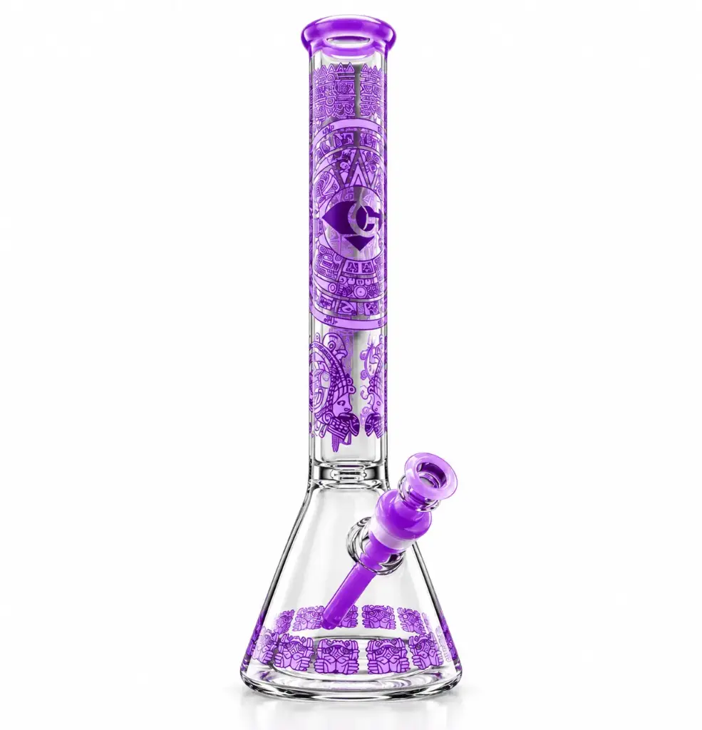 Diamond Glass 18" 7MM THICK GLASS BEAKER WITH ATZEC - DGW1041 Violet
