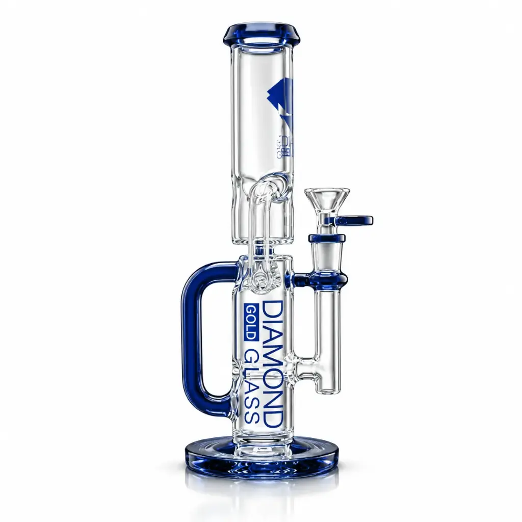 Diamond Glass 11" WITH INLINE PERC & RECYCLER - DGW1070 Blue