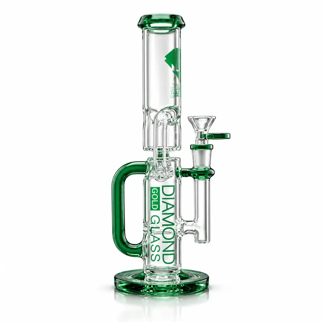 Diamond Glass 11" WITH INLINE PERC & RECYCLER - DGW1070 Green