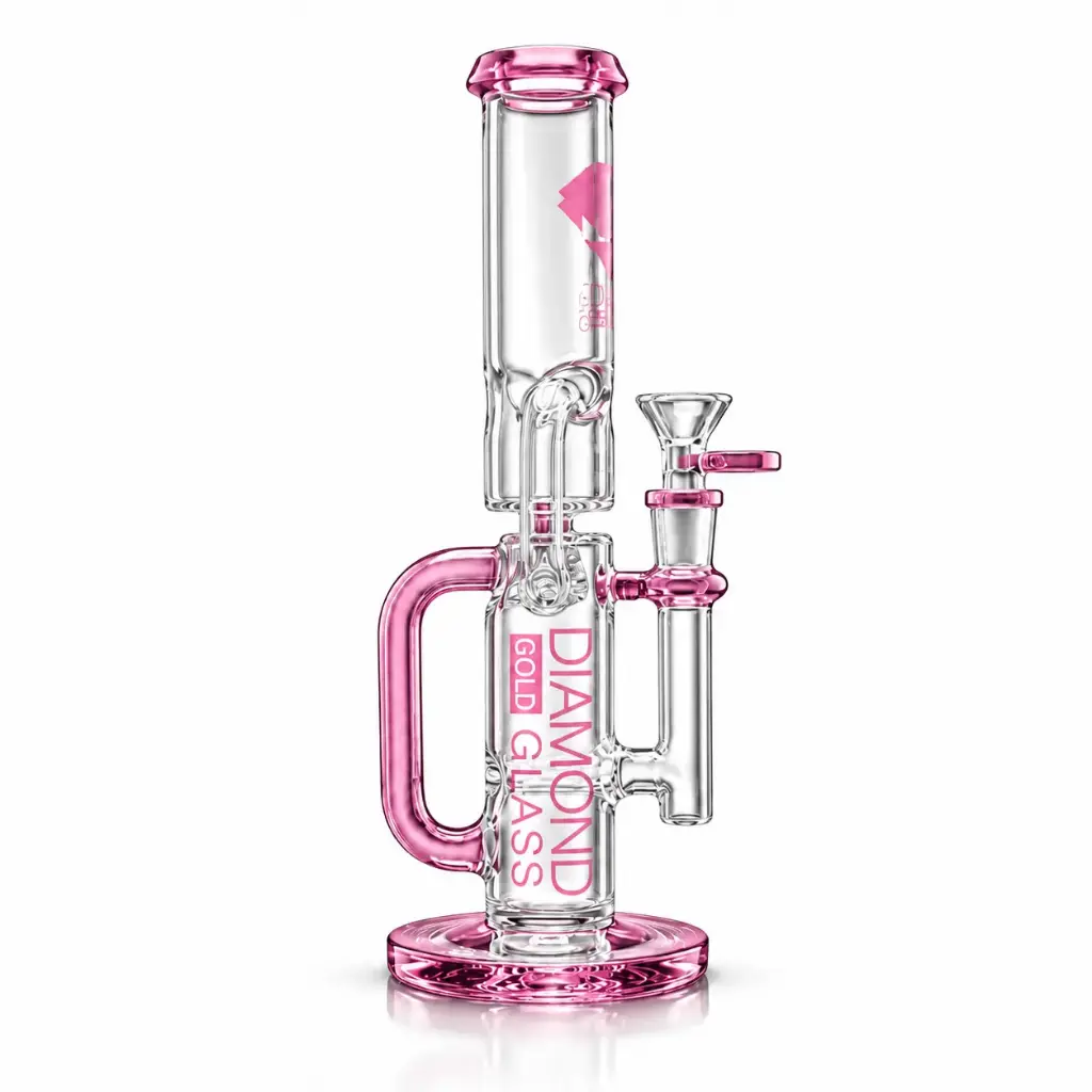 Diamond Glass 11" WITH INLINE PERC & RECYCLER - DGW1070 Pink